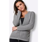 Strickjacke CREATION L PREMIUM, Damen, Gr. 50, grau (steingrau, meliert), 70% Lyocell, 30% Baumwolle, unifarben, Strickjacken Strickjacke (67733265-50) steingrau, meliert