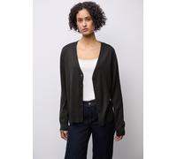 Strickjacke STREET ONE, Damen, Gr. 34, schwarzest braun, Stoff, Obermaterial: 86% Viskose, 14% Polyester, unifarben, comfort fit normal, V-Ausschnitt, Bündchen, Strickjacken Strickjacke, mit Rippstric