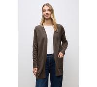 Cardigan STREET ONE, Damen, Gr. 36, schwarz nomad braun meliert, Strick, Obermaterial: 52% Viskose, 28% Polyester, 20% Polyamid, unifarben, casual, lässig geschnitten ca. Mitte Oberschenkel, Rundhals,