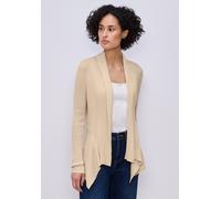 Strickjacke STREET ONE, Damen, Gr. 36, smoke beige, Web, 82% Baumwolle, 18% Nylon, Strukturmuster, comfort fit normal, ohne Ausschnitt, normaler Saum, Strickjacken Strickjacke, Feinstrick (65128220-36