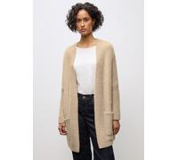 Cardigan STREET ONE, Damen, Gr. 38, sanded beige, Strick, Obermaterial: 78% Polyamid, 12% Polyacryl, 10% Baumwolle, unifarben, ca. Mitte Oberschenkel, Rundhals, Strickjacken, lang und in Federgarn-Qua