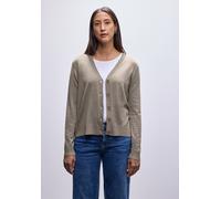 Strickjacke STREET ONE, Damen, Gr. 40, mocha dream meliert, Stoff, Obermaterial: 86% Viskose, 14% Polyester, unifarben, comfort fit normal, V-Ausschnitt, Bündchen, Strickjacken Strickjacke, mit Rippst