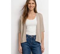 Strickjacke STREET ONE, Damen, Gr. 42, clay sand, Strick, Obermaterial: 53% Polyester, 46% Viskose, 1% metallisierte Fasern, unifarben, lässig geschnitten, Rundhals, Strickjacken Strickjacke, Kurzarm
