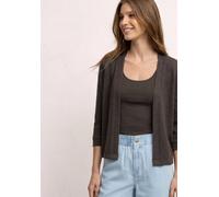 Strickjacke STREET ONE, Damen, Gr. 42, espresso braun, Jersey, Obermaterial: 50% Polyester, 38% Baumwolle, 12% Viskose, unifarben, lässig geschnitten hüftbedeckend, Rundhals, Bündchen, Strickjacken St