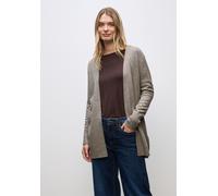 Strickjacke STREET ONE, Damen, Gr. 42, sandstone mocha meliert, Stoff, 30% Polyester, 27% Polyacryl, 23% Polyamid, 20% Viskose, unifarben, normal lang, ohne Ausschnitt, Rippbündchen, Strickjacken Stri