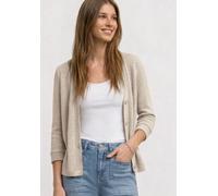 Strickjacke STREET ONE, Damen, Gr. 42, timeless beige, Jersey, Obermaterial: 50% Polyester, 38% Baumwolle, 12% Viskose, unifarben, lässig geschnitten hüftbedeckend, Rundhals, Bündchen, Strickjacken St