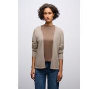 Strickjacke STREET ONE, Damen, Gr. 44, mocha dream meliert, Stoff, 51% Viskose, 30% Polyester, 19% Nylon, unifarben, regular fit normal, ohne Ausschnitt, abgesteppt, Strickjacken Strickjacke, aus soft