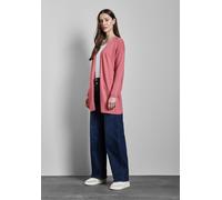 Strickjacke STREET ONE, Damen, Gr. 44, rosa (sugar coral meliert), Stoff, 70% Viskose, 30% Nylon, unifarben, normal lang, ohne Ausschnitt, Bündchen, Strickjacken Strickjacke, aus softer Viskose (18579