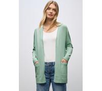 Strickjacke STREET ONE, Damen, Gr. 44, serene grün meliert, Stoff, 52% Viskose, 28% Polyester, 20% Polyamid, unifarben, normal lang, ohne Ausschnitt, Bündchen, Strickjacken Strickjacke, aus softem Mat