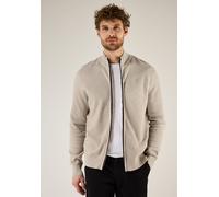 Strickjacke STREET ONE MEN, Herren, Gr. 3XL (48), beige (granite beige), Web, 100% Baumwolle, unifarben, normal normal, hoch geschlossener Ausschnitt, Bündchen, Strickjacken, Feinstrick (54906710-XXXL