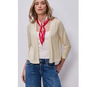 Strickjacke STREET ONE "Style Nette", Damen, Gr. 36, smoke beige, Jersey, Obermaterial: 60% Viskose, 40% Polyester, unifarben, normal hüftbedeckend, V-Ausschnitt, abgerundeter Saum, Strickjacken Stric