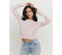 Strickjacke TALLY WEIJL "SCAVIFRANKI", Damen, Gr. S, keepsake lila, Strick, Obermaterial: 45% Polyester, 38% Viskose, 17% Polyamid, unifarben, figurbetont taillenlang, Rundhals, Strickjacken Strickjac