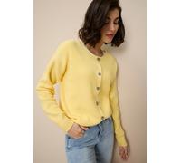 Strickjacke TAMARIS, Damen, Gr. 32/34, gelb, Strick, Obermaterial: 50% Viskose, 28% Polyester, 22% Polyamid, unifarben, oversize hüftlang, Rundhals, Strickjacken Strickjacke, mit trendigem Schnitt und