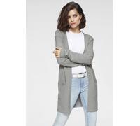 Strickjacke TAMARIS, Damen, Gr. 32/34, grau (hellgrau melange), Strick, Obermaterial: 50% Viskose, 28% Polyester, 22% Polyamid, unifarben, Basic, gerade ca. Mitte Oberschenkel, V-Ausschnitt, Strickjac