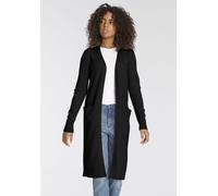 Strickjacke TAMARIS, Damen, Gr. 36/38, schwarz (eco schwarz), Strick, Obermaterial: 50% Viskose, 28% Polyester, 22% Polyamid, Basic, figurumspielend kniebedeckend, V-Ausschnitt, Strickbündchen, Strick