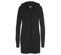 Strickjacke TAMARIS, Damen, Gr. 40/42, schwarz, Strick, Obermaterial: 70% Viskose, 30% Polyamid, figurumspielend ca. Mitte Oberschenkel, Strickbündchen, Strickjacken Strickjacke, mit Kapuze (74727524-