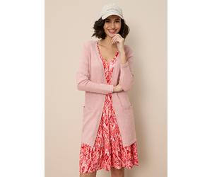 Strickjacke TAMARIS "mit Taschen, aus weicher Viskosemischung", Damen, Gr. 40/42, rosa (rosa mélange), Strick, Obermaterial: 50% Viskose, 28% Polyester, 22% Polyamid, meliert, unifarben, Basic, gerade