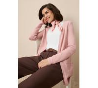 Strickjacke TAMARIS "mit Taschen, aus weicher Viskosemischung", Damen, Gr. 44/46, rosa (rosa melange), Strick, Obermaterial: 50% Viskose, 28% Polyester, 22% Polyamid, meliert, Basic, gerade ca. Mitte