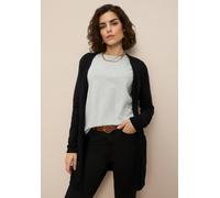 Strickjacke TAMARIS "mit Taschen, aus weicher Viskosemischung", Damen, Gr. 44/46, schwarz, Strick, Obermaterial: 50% Viskose, 28% Polyester, 22% Polyamid, unifarben, Basic, gerade ca. Mitte Oberschenk