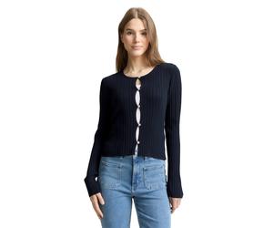 Strickjacke TOM TAILOR DENIM, Damen, Gr. S, sky captain blau, Strick, Obermaterial: 65% Viskose, 35% Polyamid, unifarben, regular fit normal, Rundhals, gewellter Abschluss, Strickjacken Strickjacke, m