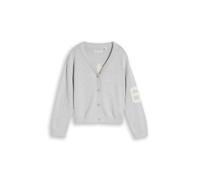 Strickjacke TOM TAILOR, Mädchen, Gr. 140, grau (light stone grau melange), Strick, Obermaterial: 100% Baumwolle, regular fit hüftlang, V-Ausschnitt, Strickbündchen, Strickjacken Strickjacke, mit V-Aus