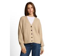 Strickjacke TOM TAILOR "Oversized", Damen, Gr. XL, gravel beige melange, Strick, Obermaterial: 52% Viskose, 27% Polyester, 21% Polyamid, unifarben, bequem hüftbedeckend, V-Ausschnitt, Bündchen, Strick