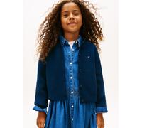 Strickjacke TOMMY HILFIGER "CHENILLE CARDIGAN", Mädchen, Gr. 6 (116), schwarz night navy, Strick, Obermaterial: 100% Polyester, unifarben, regular fit taillenbedeckt, Rundhals, eingesetzt Rippstrickbü