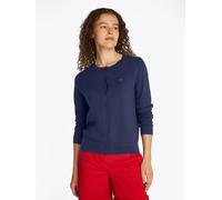 Strickjacke TOMMY HILFIGER, Damen, Gr. XL (46), blau (schwarz night navy), Strick, Obermaterial: 67% Baumwolle, 33% Polyamid, unifarben, regular fit normal, Rundhals, eingesetzt Rippbündchen, Strickja