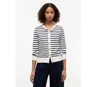Strickjacke TOMMY HILFIGER, Damen, Gr. XL (46), weiß (ivory petal, schwarz n navy breton stp), Strick, Obermaterial: 67% Baumwolle, 33% Polyamid, gestreift, regular fit normal, Rundhals, eingesetzt Ri