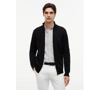 Tommy Hilfiger Herren Pullover mit Reißverschluss Essential Cotton Zip Thru Stehkragen, Schwarz (Black), L