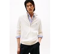 Strickjacke TOMMY HILFIGER "ESSENTIAL COTTON ZIP THRU", Herren, Gr. L, ivory petal, Strick, Obermaterial: 100% Baumwolle, regular fit hüftlang, Rippstrickbündchen, Strickjacken Strickjacke, mit Logost
