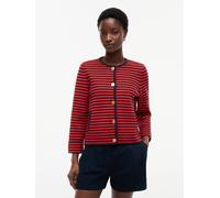 Strickjacke TOMMY HILFIGER "GOLD BUTTON LS CARDI", Damen, Gr. M (40), schwarz n navy, fire rot stp, Strick, Obermaterial: 100% Baumwolle, gestreift, regular fit normal, Rundhals, eingesetzt gerader Ab
