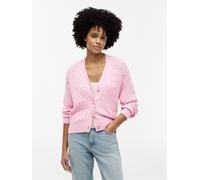 Strickjacke TOMMY HILFIGER "MID GG CABLE V-NK LS CARDI", Damen, Gr. L (42/44), classic pink, Strick, Obermaterial: 100% Baumwolle, unifarben, regular fit normal, V-Ausschnitt, eingesetzt Rippstrickbün
