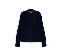 Strickjacke TOMMY HILFIGER "MID GG CABLE V-NK LS CARDI", Damen, Gr. XS (34), schwarz night navy, Strick, Obermaterial: 100% Baumwolle, unifarben, regular fit normal, V-Ausschnitt, eingesetzt Rippstric