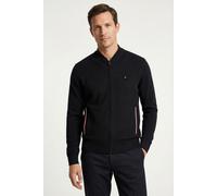Strickjacke TOMMY HILFIGER "RWB TEXTURED ZIP THROUGH BOMBER", Herren, Gr. L, schwarz (desert sky), Strick, Obermaterial: 100% Baumwolle, normal, Rippbündchen, Strickjacken Strickjacke (42143356-L) des