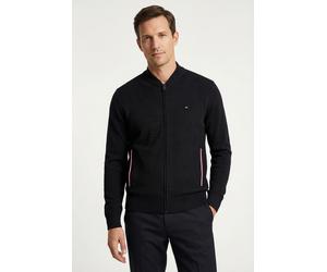 Strickjacke TOMMY HILFIGER "RWB TEXTURED ZIP THROUGH BOMBER", Herren, Gr. M, desert sky, Strick, Obermaterial: 100% Baumwolle, normal, Rippbündchen, Strickjacken Strickjacke (42143356-M) desert sky
