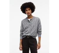 Strickjacke TOMMY HILFIGER "SOFT WOOL CARDI", Damen, Gr. L (42/44), grau (medium grau heather), Strick, Obermaterial: 100% Wolle, meliert, unifarben, normal, Rundhals, Strickjacken Strickjacke, aus re