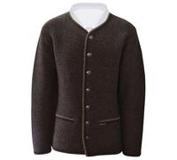 Strickjacke Trachtenjacke braun Trachten Strickweste Wolle Jacke Strick Weste Trachtenjanker Trachtenweste waschbar Metallknöpfe Taschen, Größe:56
