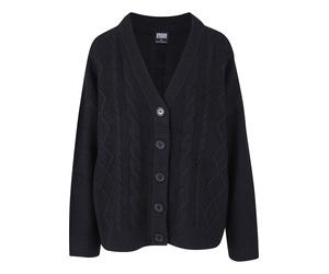 Strickjacke URBAN CLASSICS "Urban Classics Damen Ladies Cabel Knit Cardigan", Damen, Gr. 3XL, schwarz, 73% Polyacryl, 27% Polyester, unifarben, V-Ausschnitt, Strickjacken Strickjacke (63402035-XXXL) s