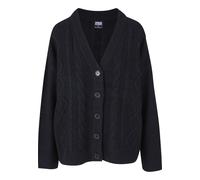 Strickjacke URBAN CLASSICS "Urban Classics Damen Ladies Cabel Knit Cardigan", Damen, Gr. 5XL, schwarz, 73% Polyacryl, 27% Polyester, unifarben, V-Ausschnitt, Strickjacken Strickjacke (63402035-5XL) sc