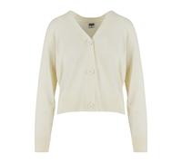Strickjacke URBAN CLASSICS "Urban Classics Damen Ladies Knitted Cardigan", Damen, Gr. M, beige (sandweiß), 70% Viskose, 30% Polyamid, unifarben, normal, V-Ausschnitt, Strickjacken Strickjacke (1732251