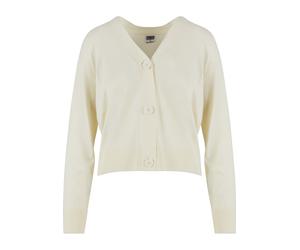 Strickjacke URBAN CLASSICS "Urban Classics Damen Ladies Knitted Cardigan", Damen, Gr. S, beige (sandweiß), 70% Viskose, 30% Polyamid, unifarben, normal, V-Ausschnitt, Strickjacken Strickjacke (1732251