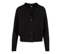 Strickjacke URBAN CLASSICS "Urban Classics Damen Ladies Rib Cardigan", Damen, Gr. 4XL, schwarz, 50% Baumwolle, 50% Polyacryl, unifarben, normal, V-Ausschnitt, Strickjacken Strickjacke (82946866-4XL) s