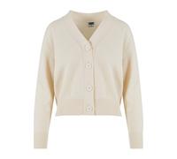 Strickjacke URBAN CLASSICS "Urban Classics Damen Ladies Rib Cardigan", Damen, Gr. XXL, sandweiß, 50% Baumwolle, 50% Polyacryl, unifarben, normal, V-Ausschnitt, Strickjacken Strickjacke (10135759-XXL)