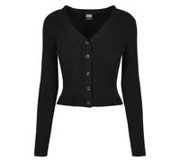Strickjacke URBAN CLASSICS "Urban Classics Damen Ladies Short Rib Knit Cardigan", Damen, Gr. XL, schwarz, 35% Polyacryl, 35% Viskose, 30% Polyamid, unifarben, V-Ausschnitt, Strickjacken Strickjacke (5
