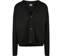 Strickjacke URBAN CLASSICS "Urban Classics Herren Boxy Cardigan", Herren, Gr. XXL, schwarz, 100% Polyacryl, unifarben, oversize, V-Ausschnitt, Strickjacken Strickjacke (89456739-XXL) schwarz