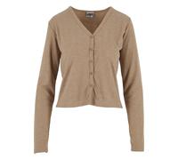 Strickjacke URBAN CLASSICS "Urban Classics Ladies Rib Cardigan", Damen, Gr. XL, beige (beigemelange), 80% Polyester, 20% Viskose, unifarben, normal, V-Ausschnitt, Strickjacken Strickjacke (93026133-XL