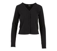 Strickjacke URBAN CLASSICS "Urban Classics Ladies Rib Cardigan", Damen, Gr. XS, schwarz, 80% Polyester, 20% Viskose, unifarben, normal, V-Ausschnitt, Strickjacken Strickjacke (46472469-XS) schwarz