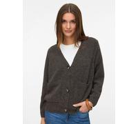 Strickjacke VERO MODA "VMBOOM LS V-NECK BUTTON CARDIGAN GA NOOS", Damen, Gr. L, braun (chocolate torte detail:melange), Strick, Feinstrick, Obermaterial: 85% Polyester, 7% Polyacryl, 5% Wolle, 3% Elas