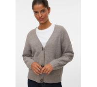 Strickjacke VERO MODA "VMBOOM LS V-NECK BUTTON CARDIGAN GA NOOS", Damen, Gr. XL, grau (moon rock detail:melange), Strick, Obermaterial: 85% Polyester, 7% Polyacryl, 5% Wolle, 3% Elasthan, meliert, loo